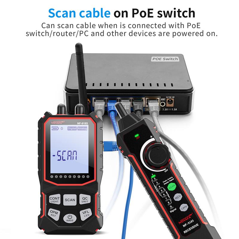 NOYAFA NF-918S Network Cable Tester Red Light Pen Wire Tracer with Optical Power Meter POE Check Wiremap Crimp Test Line Finder