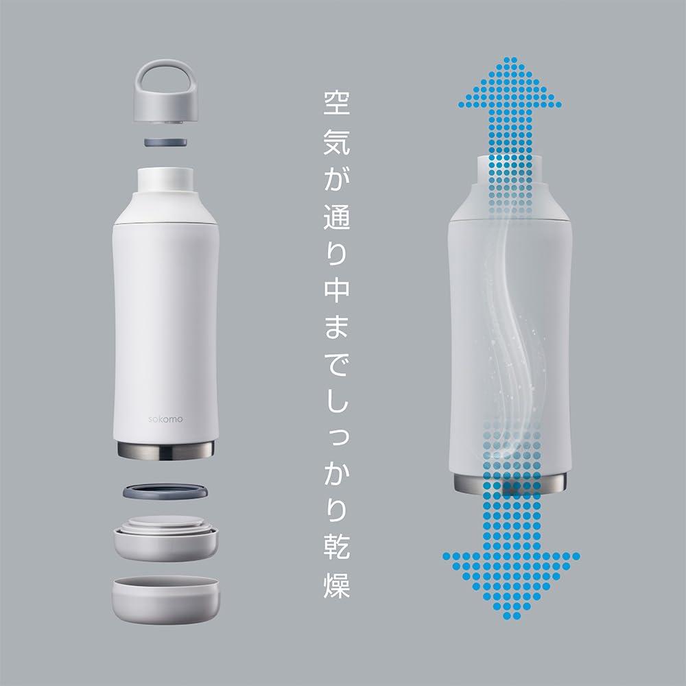 Doshisha Water Bottle Stainless Steel Bottle Vacuum Insulated Thermos Easy to Wash Blue sokomo [Washable Bottle] 1.0L Heat/Cold