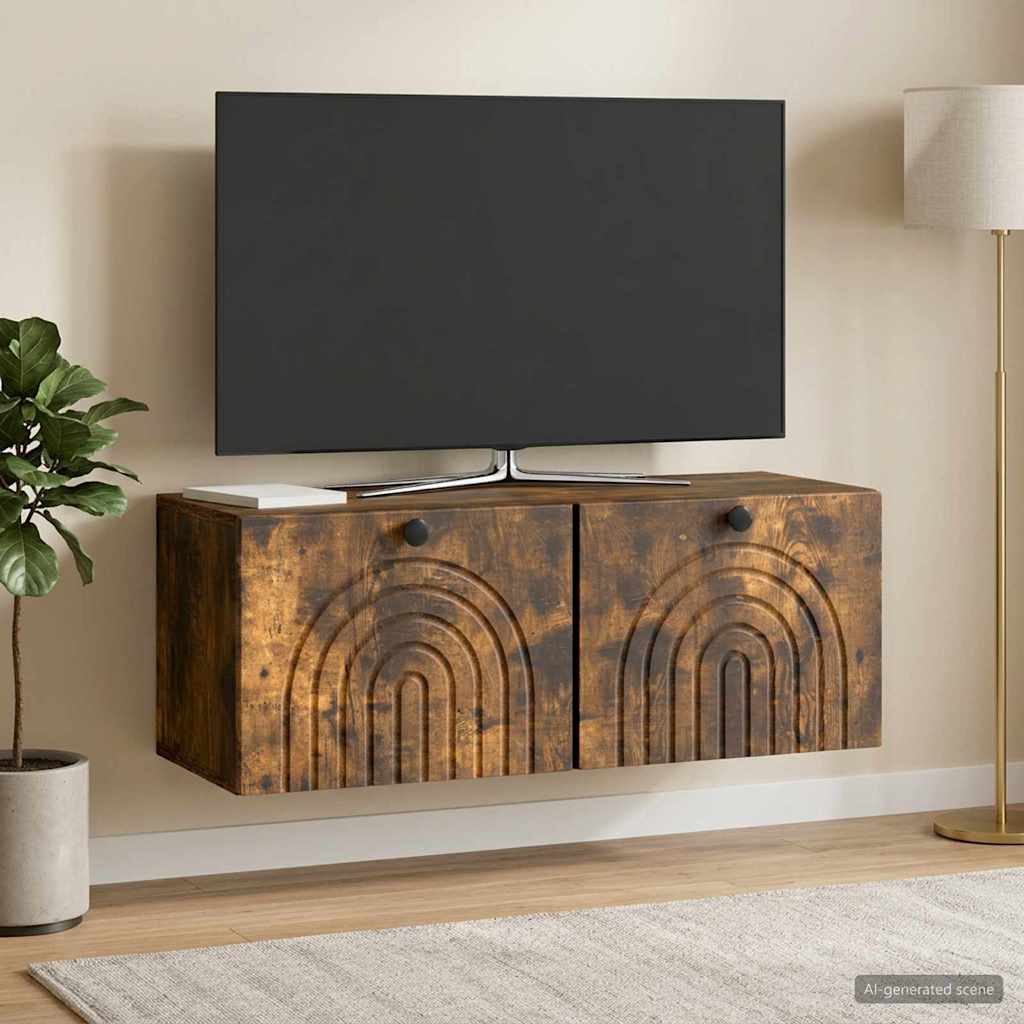 Wall Mounted TV Cabinet Smoked Oak 78.5 x 31 x 30 cm