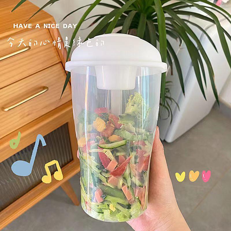 

1000 мл портативный набор контейнеров для чашек для свежего салата с вилкой, чашка для соуса, бенто для пикника, коробка для еды, кухонный ланч-бокс, сохраняющий форму, свободный вес 1000ml белый