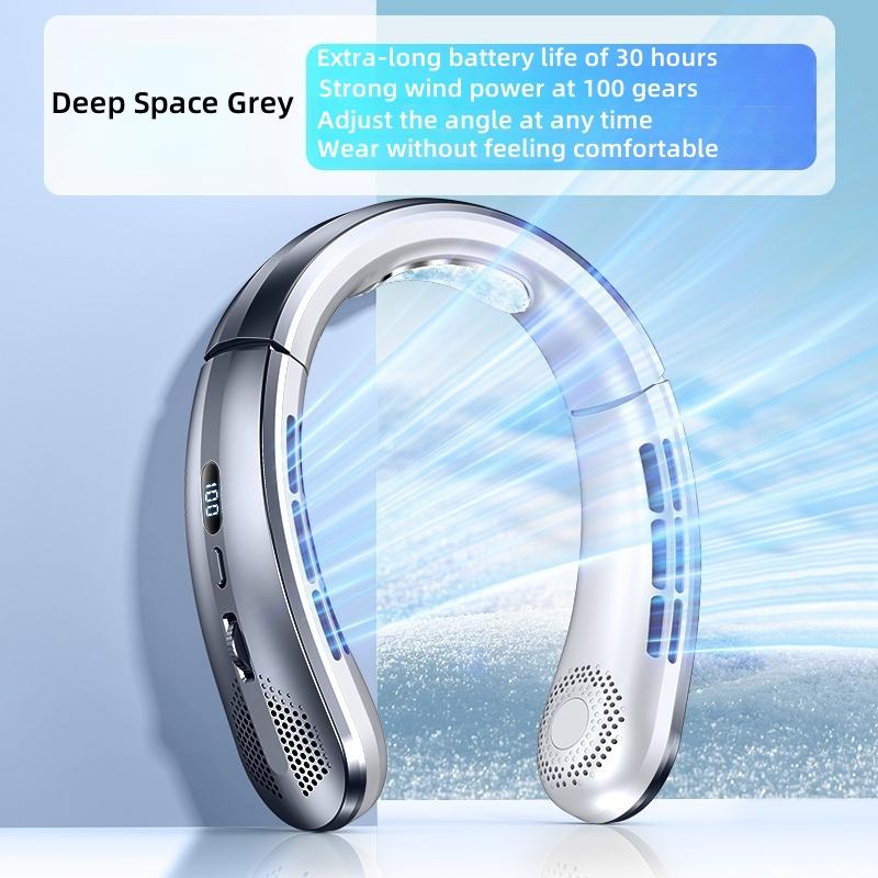 Outdoor Sports Travel Portable Silent Multi-Stage Rechargeable Cooling Fan Leafless Neck Halter Foldable Fan Summer Fan Outdoor