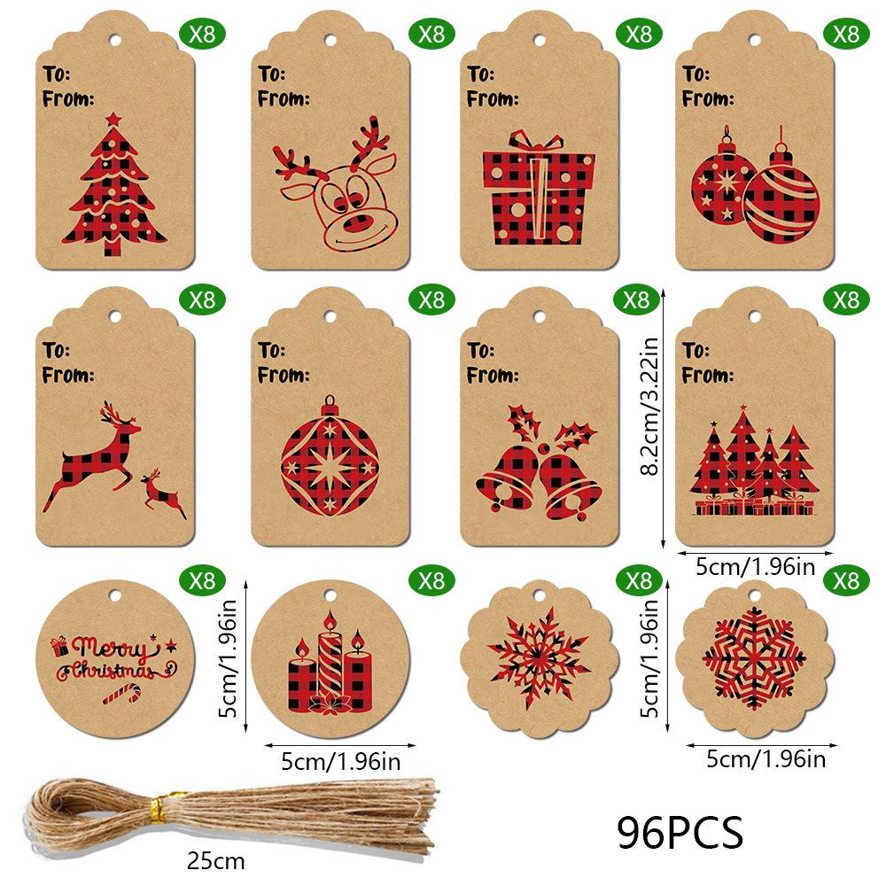 48er/96er Packung Weihnachtsgeschenkanhänger, festliche Papierdekorationen für Geschenke und Verpackungen, Hängeornamente, kein Stromanschluss erforderlich