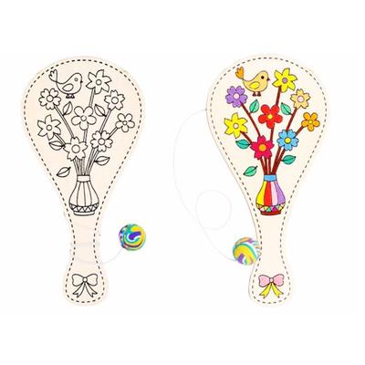 Blanco racket, doe-het-zelf racket met bal, houten racket, doe-het-zelf paddleball met snaar, educatief