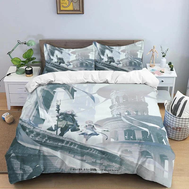 Comic Nier Art Print Three Piece Bedding Set Fashion Article Children or Adults for Beds Quilt Covers Pillowcases Bedding Set
