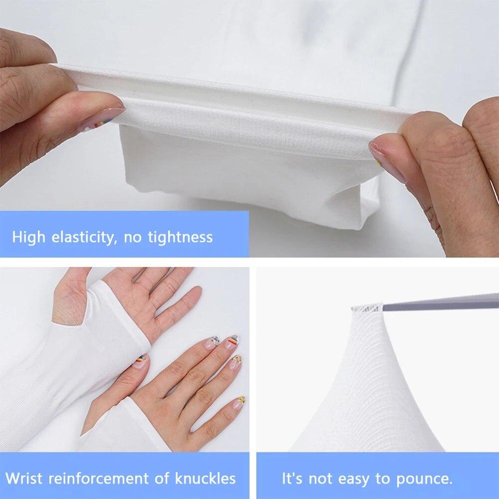 2 Pair Summer Finger Sleeve Ice Cool High Elastic Elbow Spring UV Protection Outdoor Riding Fingerless Fishing Ice Silk Sleeve