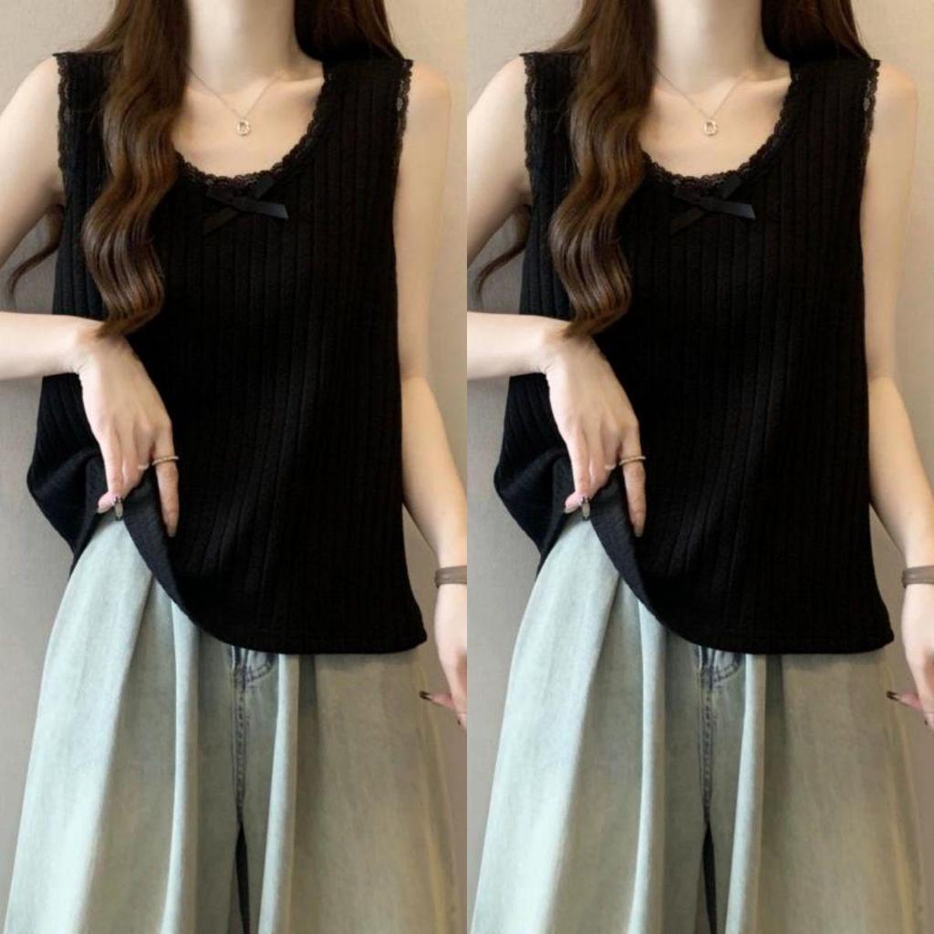 Spring/Summer 2026 Women's Plus Size Lace Trim Loose Camisole Tank Top