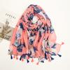 Fashion Luxury Ink Painting Floral Tassel Viscose Shawl Scarf Lady High Quality Wrap Pashmina Stole Bufandas Muslim Hijab