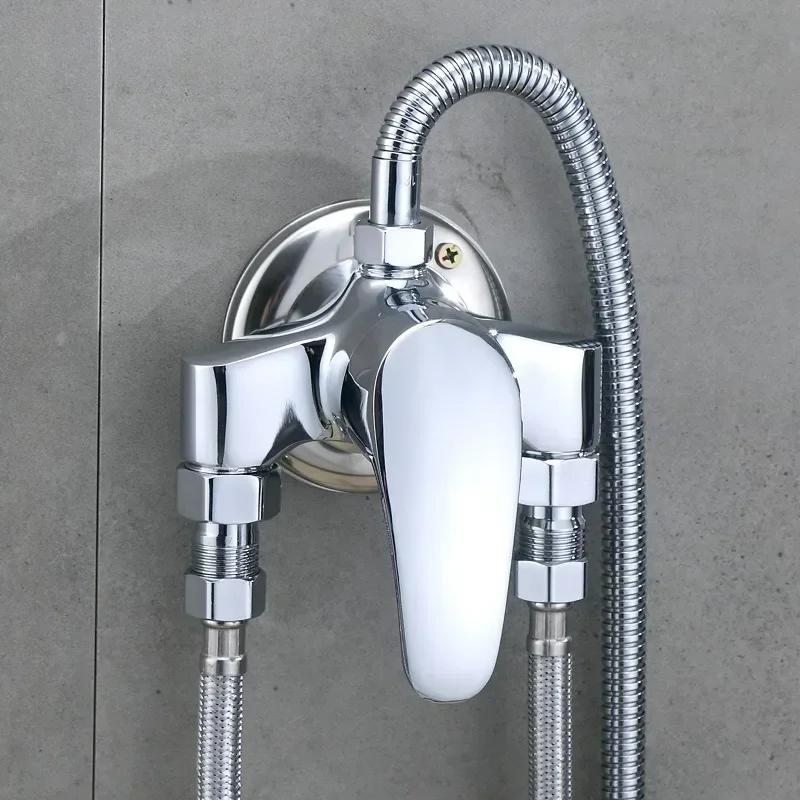 Universal Bath Shower Mixer Taps Deck Mounted Chrome Valve and Cold Mixing Valve Replacement Bathroom Shower Accessories