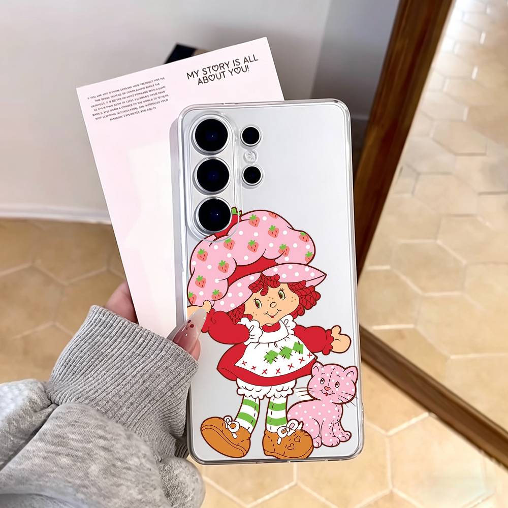 s-Strawberry Shortcake Phone Case For Samsung S25,S24,S21,S22,S23,S30,Ultra,S20,Plus,Fe,Note,10,9,5G Transparent Cover