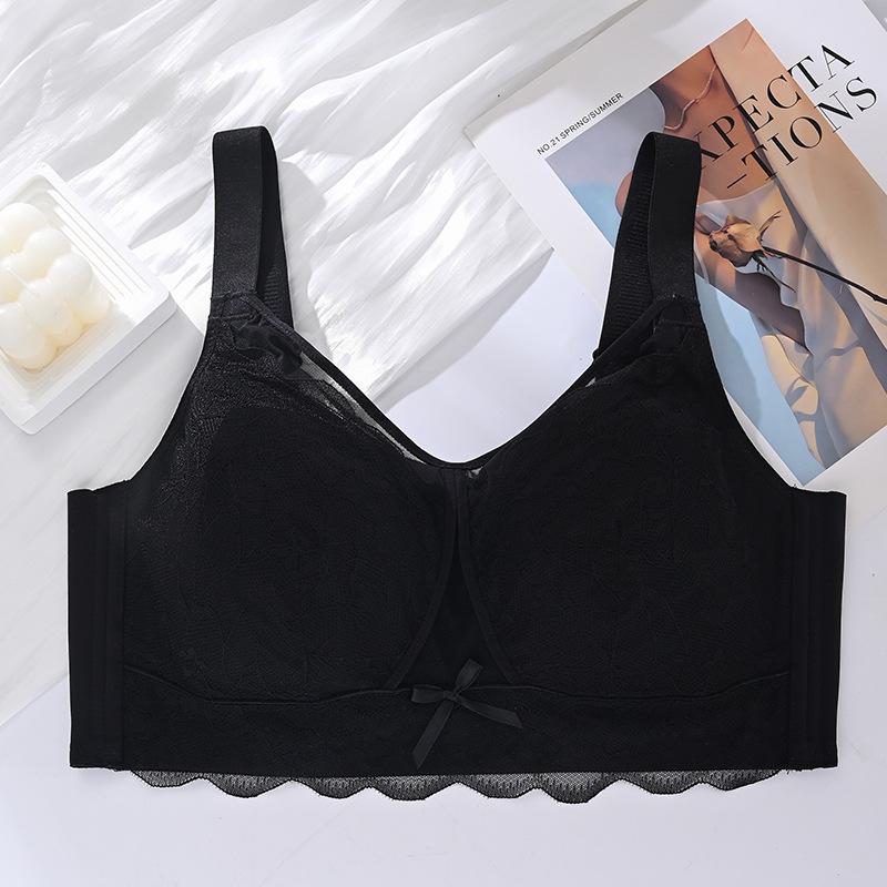 

Large size lace ultra-thin steel-rimless bra cover, gather, close the secondary breasts, close the CD cup on the side, and the large chest is small 44/100cd through cup чорний