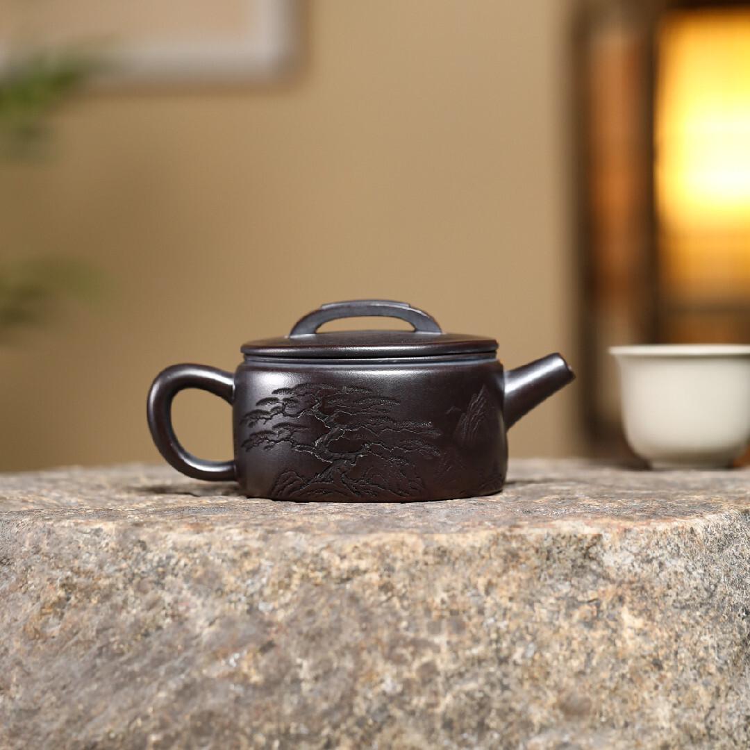 

160ml High-end Yixing Purple Clay Teapots Handmade Large Caliber Pot Raw Ore Antique Brass Mud Kettle With Infuser Zisha Tea Set