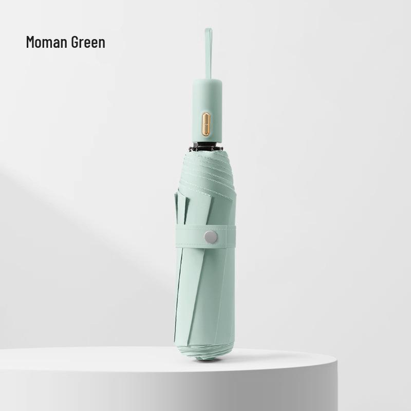 Three-fold Automatic Black UV Protection Umbrella with Double Rib and Wind Resistance for Rain and Shine