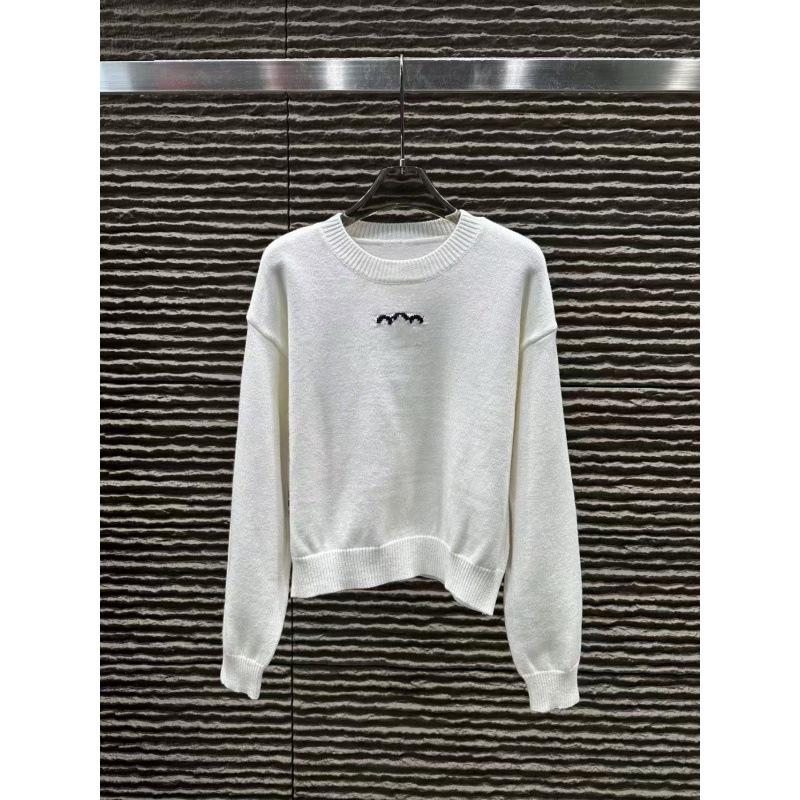 European Style Jacquard Logo Round Neck Knit Pullover - Casual Versatile Long Sleeve Top for Spring