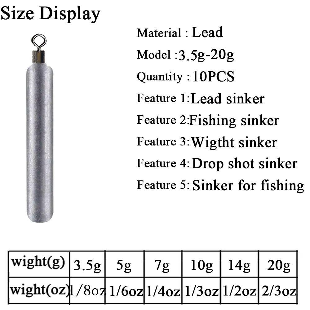 10pcs/set Hook Bait Fishing Weights Sinkers Accessories Fishing Sinker  Fishing Tools
