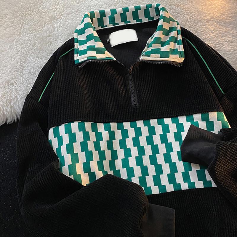 Spring Autumn Men's Loose Fit Zipper Hoodie Sweatshirt Casual Wear Resistant Workwear Stand Collar Sportswear Polyester Fiber