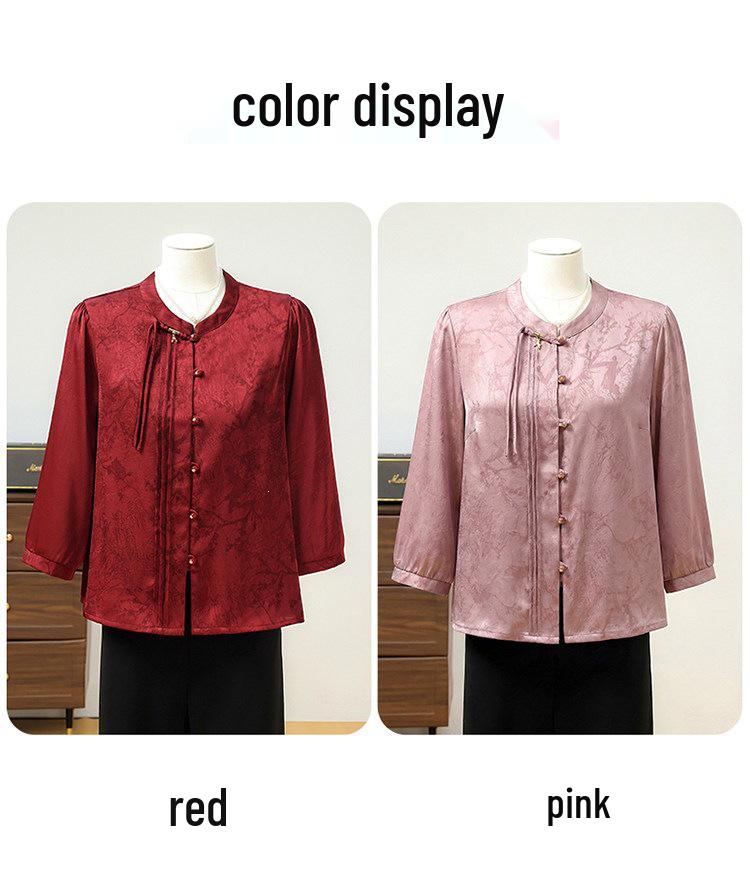 2026 Spring Elegant Seven-Sleeve Blouse for Middle-Aged & Elderly Women