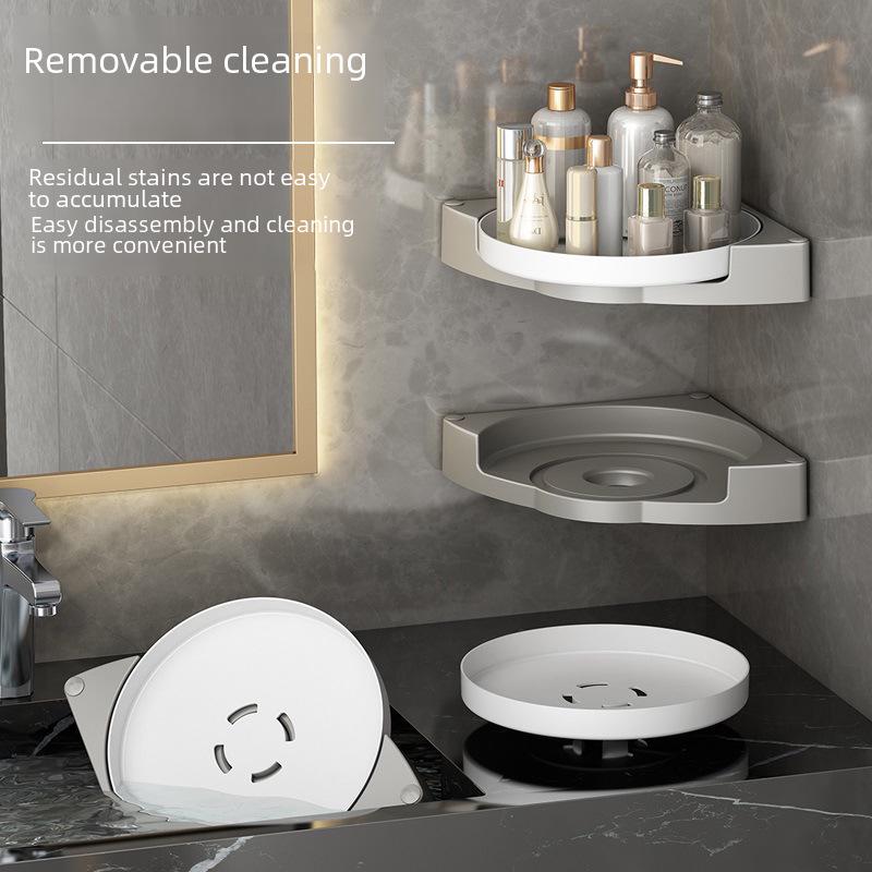 "Punch-Free Wall-Mounted Rotating Triangle Bathroom Rack"