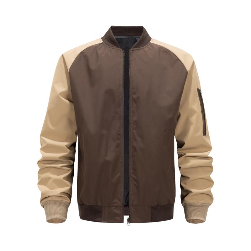 Sports Outdoor Splicing Contrasting Color Casual Men's Cardigan Baseball Collar Jacket Sweater Top