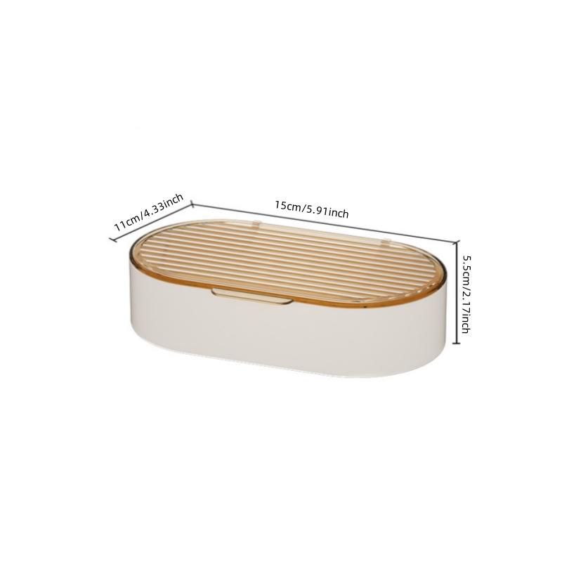 Double Drain Bathroom Countertop Soap Dish with Lid, Plastic Soap Box, Leak-Proof, Keeps Soap Dry, Travel Essentials