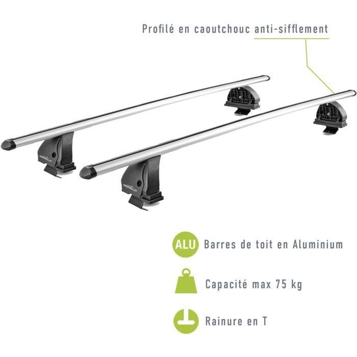Lot de 2 Barres de toit - GREEN VALLEY - Easy One N° 21 - Aluminium - Fixation sur toit normal - Jusqu'à 75 kg