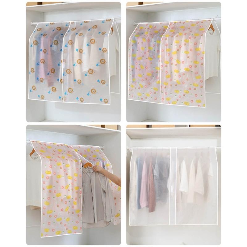 Clear Reusable Wardrobe Clothes Protectors Dustproof Hanging Organizers Clothing Rack Covers For Long Coat Garment Bag
