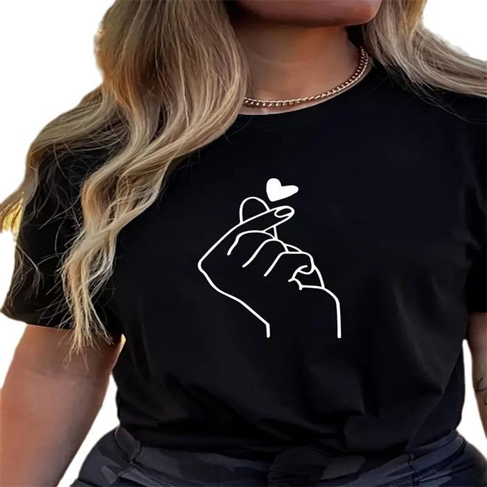 Short-sleeved T-shirt European and American Summer New Women's Fashion Casual Home Commuting Versatile Round Neck Short-sleeved T-shirt