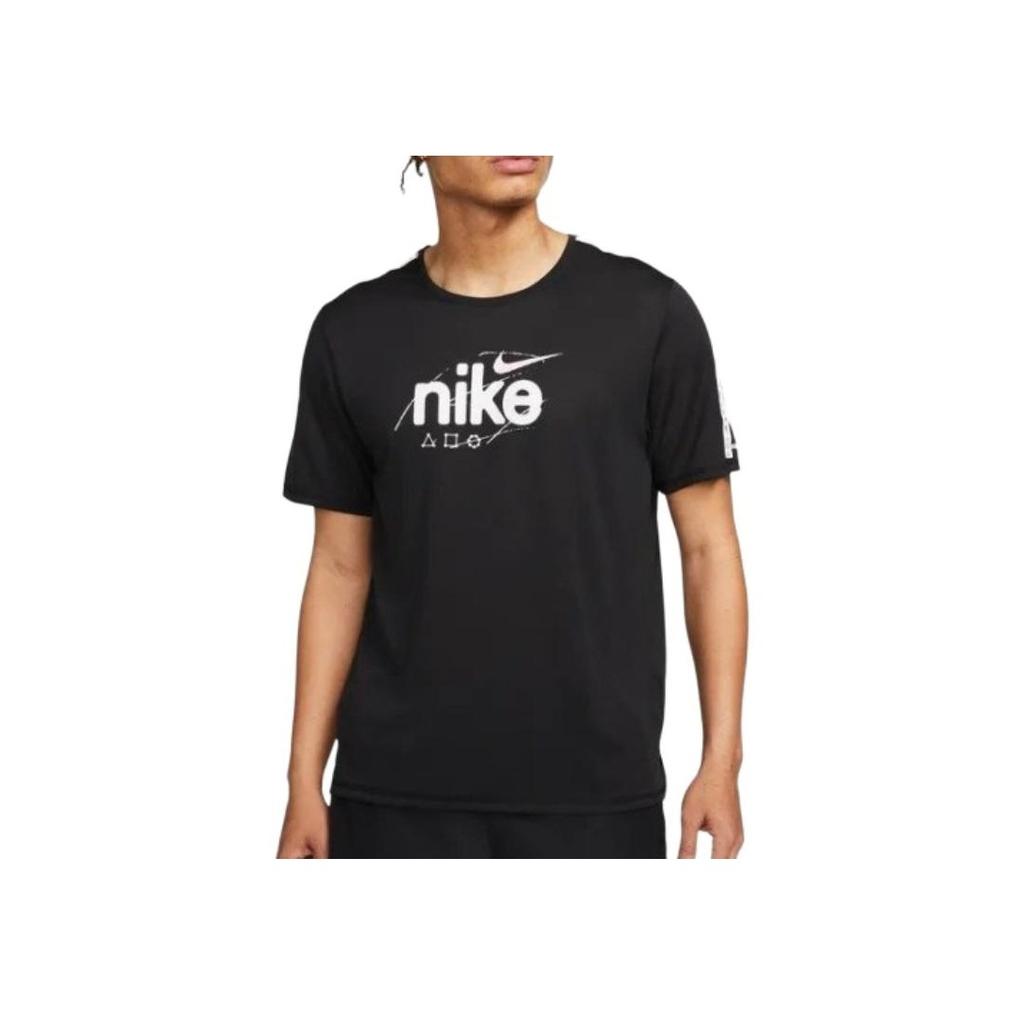 Nike Dri-Fit Miler D.Y.E. Letter Logo Sports Crew Neck Short Sleeve T-Shirt Men Tops Black DQ4735-010