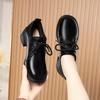 Soft leather soft sole, spring and autumn deep mouth lace-up single shoes work shoes women's black women's leather shoes