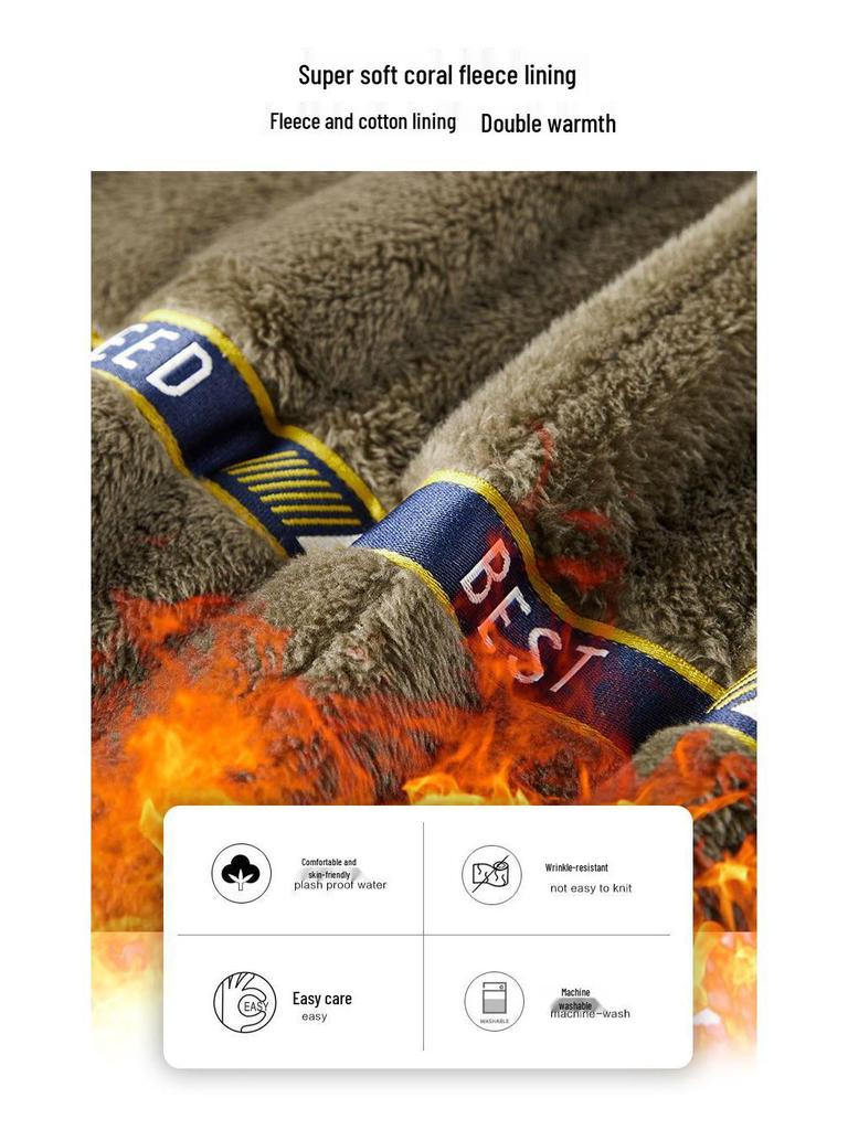 Klassische Herren Kapuzenjacke aus Baumwolle mit Fleecefutter - Warmer, Dicker Wintermantel mit mehreren Taschen für die Arbeitskleidung im Freien für die mittlere und ältere Generation