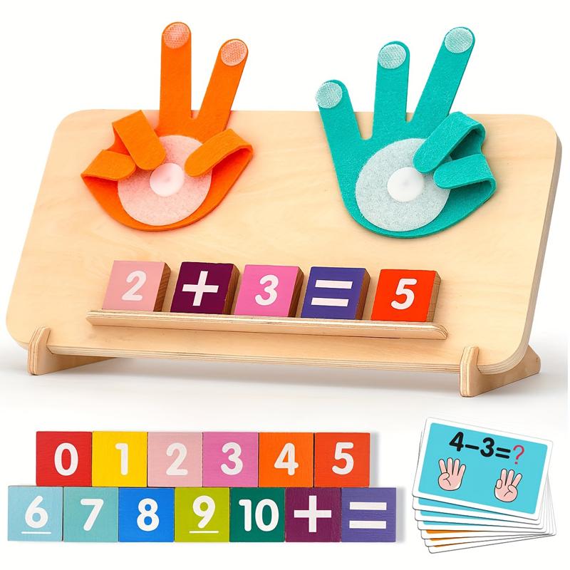 

Kids Wooden Finger Arithmetic Montessori Education Toys Learning Math Operations Addition Subtraction Cognitive Matching Board