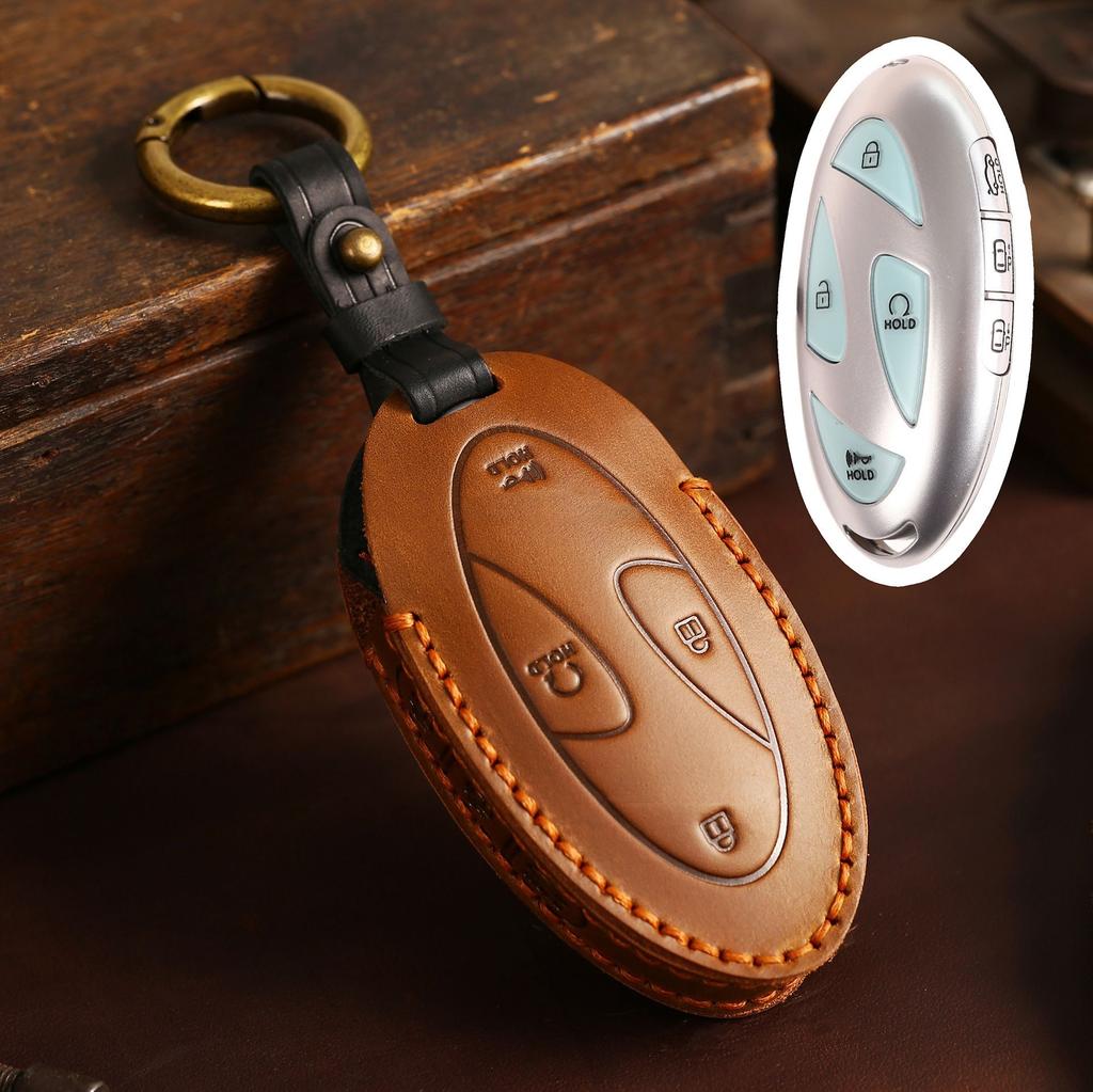 The Key Bag Is Suitable for Korean Hyundai Car Key Cover, Purely Handmade High-end Protective Cover, Cowhide Products, Genuine Leather.