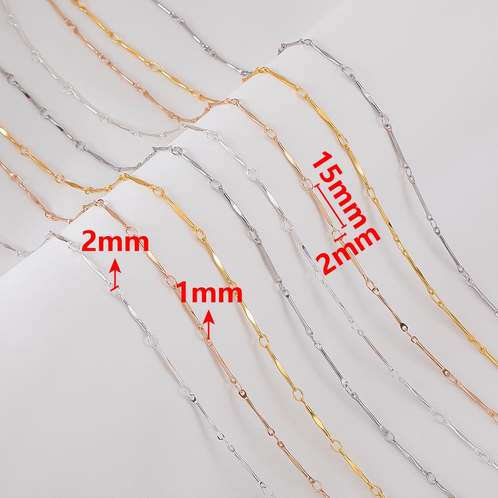 2Meters 1Meter 0.5Meter Flat Stick Basic Chain Bracelet Necklace Copper Chains Line Clothing Decorative Chain for Jewelry Making