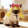 Double Braids Pet Wig Braid Bow Pet Headgear Pet Dress Up Cat Funny Headpiece  Cosplay Events