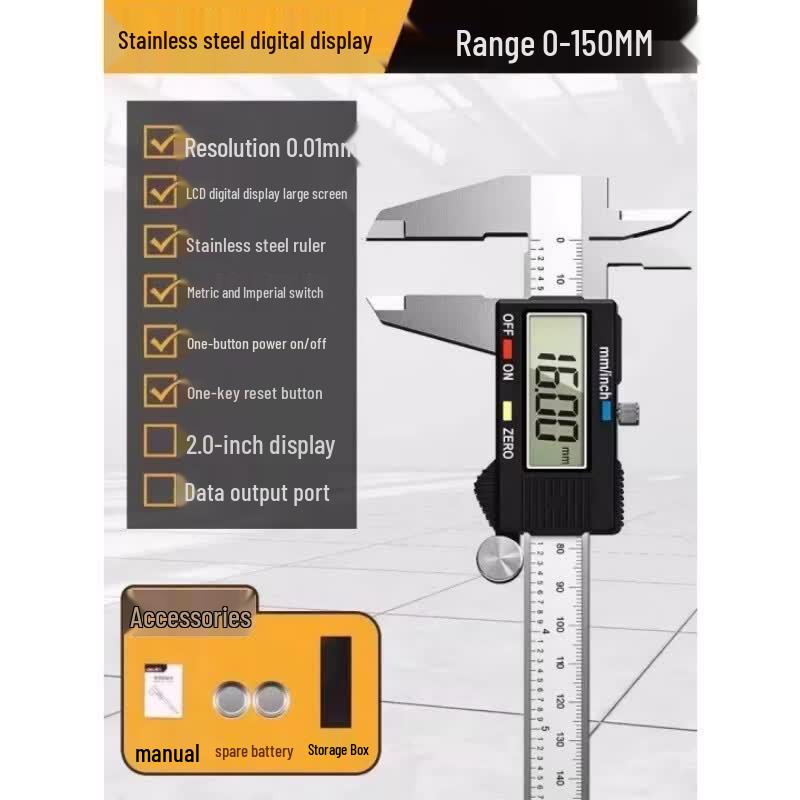 Deli High-Precision Digital Caliper CN plug (adapter included)
