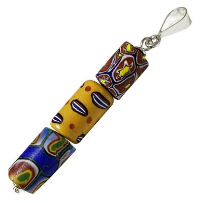 Venetian Lampwork Beads, 3 Strands, Millefiori, Antique Beads, SILVER925, Pendant Top, Venetian Trade Beads, Old Beads, European Antique Beads,