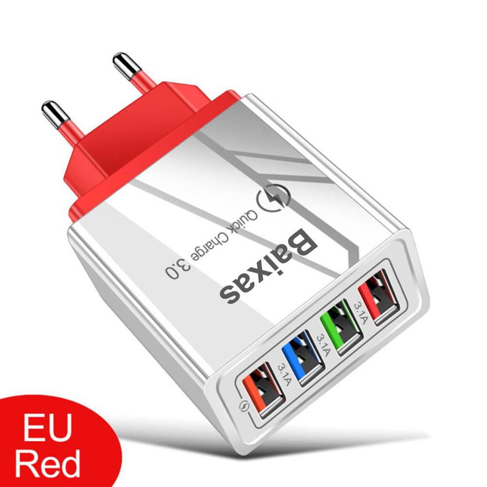 4-Port USB Mobile Charger (US/EU Standard), 3A Tablet Travel Charging Head