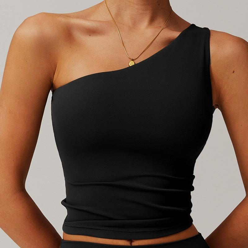 New Shoulder Sports Yoga Top Super Soft Nylon Fitness Outdoor