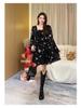 2025 Spring Fashion Print Chiffon Dress with Flared Sleeves for Plus Size Women