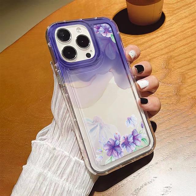 

Фиолетовый чехол с цветочным принтом Halo Dyeing для Iphone 14 13 12, мини-противоударный чехол для Iphone 11 Pro Max, прозрачный мягкий чехол из ТПУ Carcasa For iphone 11 Pro