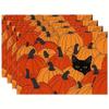 4/6pcs Set Black Cat In Pumpkin Patch Placemats, Seasonal Holiday Decor Suitable for Home Kitchen Dining Indoor Outdoor Use