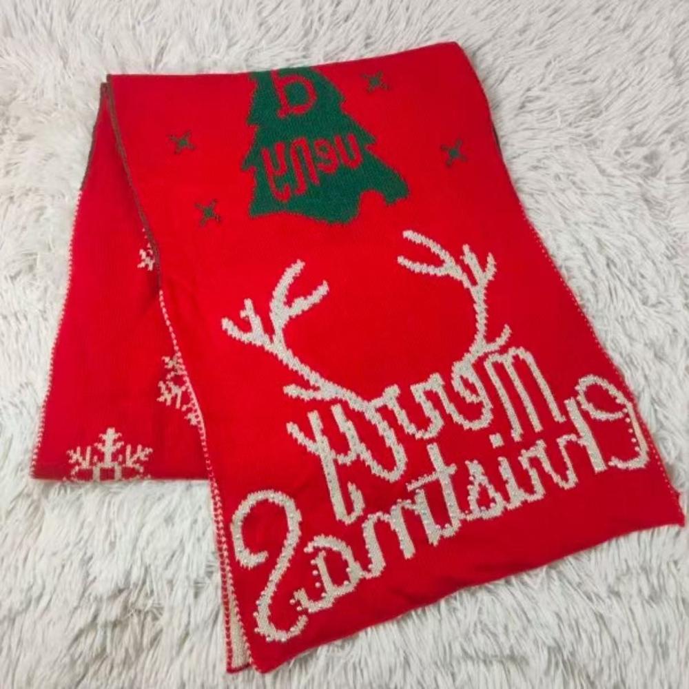 Christmas Elk Scarf Women'S Autumn Winter Polyester Fiber Scarf Christmas Gift Warm Sun Protection Neck Protector Shawl