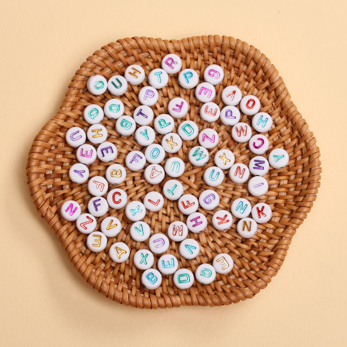 

100 шт 6,5 мм круглые буквы из бисера акриловые браслеты ожерелья ювелирные изделия принадлежности