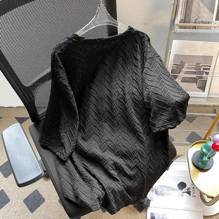 T-shirt Estiva in Cotone da Donna Taglie Forti Ampia Girocollo Top Morbido