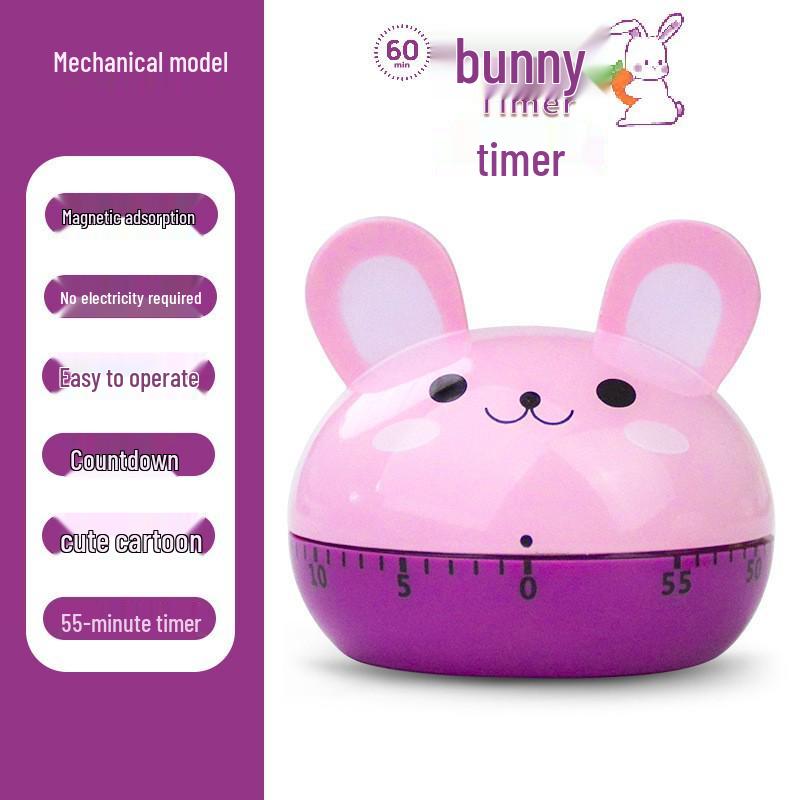 Children's Cartoon Rabbit & Squirrel Magnetic Timer for Cooking & Study