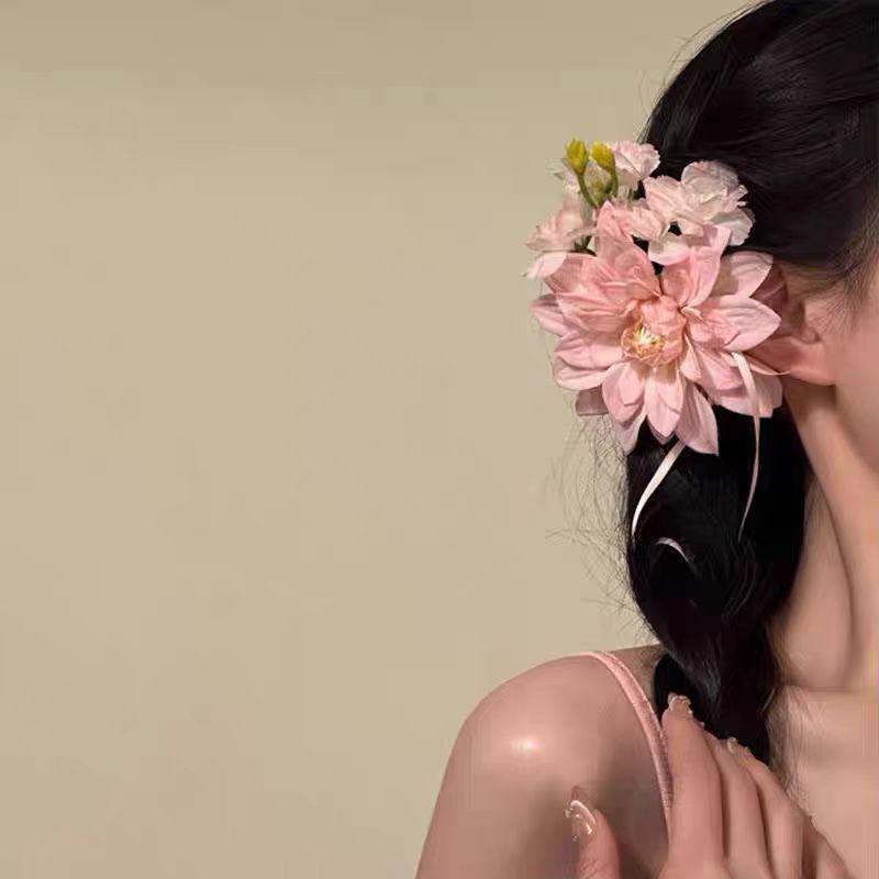 Korean High-End Acrylic Flower Hair Clip for Women - Large Shark Clip for Voluminous Styles