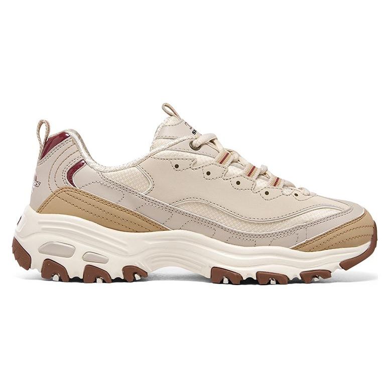 Skechers Planet Bear Mesh Synthetic Leather Comfortable Trendy Low-Top Dad Shoes Women sneaker Beige Brown 896262-NAT