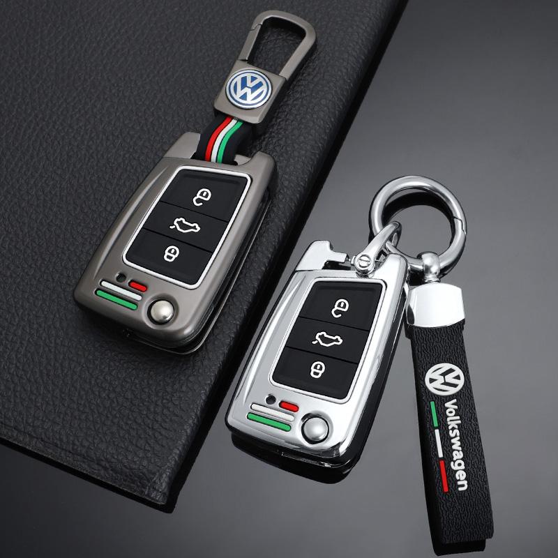 For VW Zinc Alloy Silica gel Car Flip Key Case Full Cover Fob Shell For VW Volkswagen Golf 7 MK7 Tiguan MK2 Auto Keychain Acce
