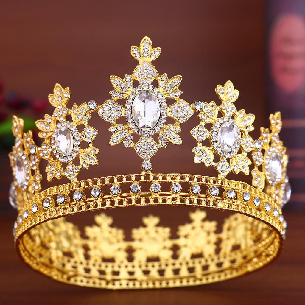 European and American Bride Crown Headwear High End Alloy Rhinestone Crown Hair Accessory  Miss World Beauty Pageant Hair Band Accessory