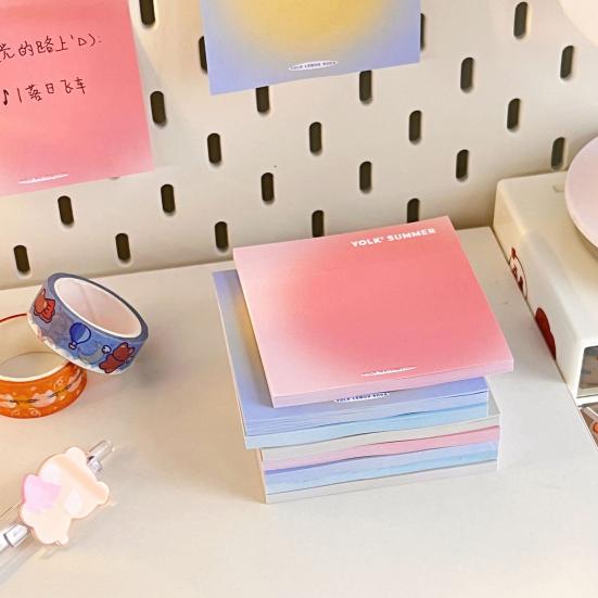 2 Pack Gradient Color Sticky Note Pads Self-adhesive Smooth Writing Scrapbooking DIY Notepad Stationery School Supplies