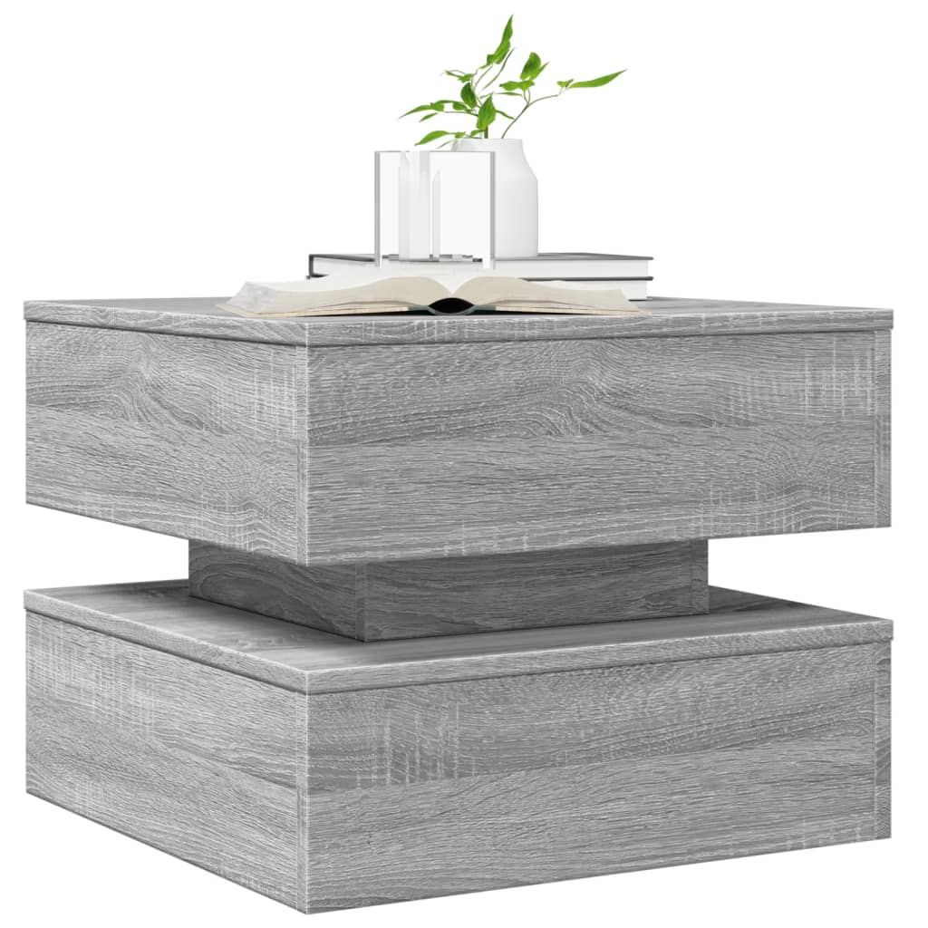 LED Coffee Table In Grey Sonoma 50 X 50 X 40 Cm